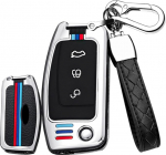 HIBEYO Flip Key auto v&otilde;tme puhul sobib Ford Silikoon + tsingisulamist kaitsev v&otilde;tme puhul Ford Fiesta Focus Galaxy Fusion S-Max Kuga Ecosport kaugjuhtimispult 3-nuppu A h&otilde;bedane