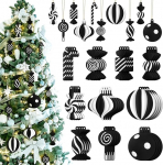 Pakett 40 musta ja valge j&otilde;ulupuu kaunistused PVC Xmas Candy Cane Lollipop Ornament J&otilde;ulud rippuvad kaunistused S&uuml;nnip&auml;evapidu dekoratsioon k&auml;sit&ouml;&ouml; puhkuseks j&otilde;ulupuu pidu