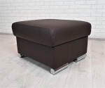 Quattro Meble Dark Brown Real Leather Stool with Storage Space Stool Cowhide Seat Cube 60 x 55 cm Footstool Upholstered Stool Real Leather Puff Leather MDR Dark Brown