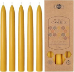 Danilovo Pure Beeswax Taper Candles Pack of 5 - looduslik, j&auml;tkusuutlik, kaua p&otilde;lev mesilasvaha k&uuml;&uuml;nal igaks juhuks ja k&uuml;&uuml;nla hoidja - tilgavaba, suitsuvaba, mesi l&otilde;hnaga, kollane