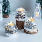 Teek&uuml;&uuml;nla hoidja j&otilde;ululaterna j&otilde;ulukaunistus laud: Hewory 3 teek&uuml;&uuml;nla klaaside komplekt koos kunstlike m&auml;nniokstega kaunistus Lumi j&otilde;ululaua kaunistus siseruumide k&uuml;&uuml;nla hoidja j&otilde;uludeks.