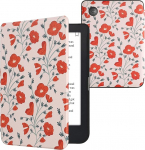 kwmobile Flip Case &uuml;hilduv Kobo Clara 2E / Tolino Shine 4 &uuml;mbris - eReader Case - Poppies Red Green Beige