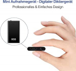 Mini diktofon TDW Mini salvestusseade 8GB koos mikrofoniga Digitaalne diktofon V&auml;ike USB-h&auml;&auml;lsalvesti koos k&otilde;rvaklappidega loengute, koosolekute ja intervjuude salvestamiseks, musta v&auml;rvi