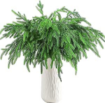 Kunstlikud Norfolk kuuseoksad j&otilde;uludeks, 16 t&uuml;kki 45 cm j&otilde;ulurohelised taimed, kunstlikud seedripuu oksad vaasidesse (8)