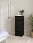 Dmora Joelle Chest of Drawers, Multipurpose Cabinet, Bedroom Chest of Drawers, 50 x 40 x 111 cm, Black