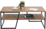 Mendler HWC-A27 Coffee Table Side Table Sofa Table Shelf Metal 3D Structure 46 x 110 x 60 cm Wild Oak Look