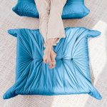 Extra Large Bean Bag, 29.5 x 27.5 inch, Fireplace Chair, Memory Foam Footrest, Soft Corner Sofa for Living Room, Bedroom, Dorm and Apartment, Comfortable Seat for Adults, Teens, Kids (Blue)