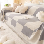 YYDSWTW Sofa Cover Cotton Woven Throw Blankets Sofa Towel Cotton Warm Sofa Throw Large for Seteres Bed and Chair Decorative Cotton Fabric Throw Blanket 180 x 420 cm Light Grey