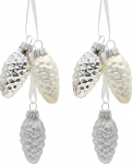 Komplekt 2 elegantset Lauschaer j&otilde;ulukuusekoristust - V&auml;hk Klaas Lauscha - J&otilde;ulukuusekoristused Klaask&auml;bid Komplekt 2, 3 k&auml;bi h&otilde;bedast tekstiilpaelaga 6 cm, l&auml;ikiv, matt