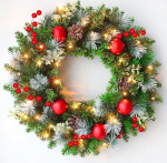 40 cm uksep&auml;rg j&otilde;ulud valgustatud, kunstlik j&otilde;ulup&auml;rg advendip&auml;rg koos j&otilde;ulukuusekujude ja okstega dekoratiivse p&auml;rg, j&otilde;ulukaunistus, j&otilde;ulukaunistus kuusep&auml;rg koos valgustusega (A)