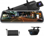 Jansite Dashcam peegel koos tagurduskaameraga 10-tolline puuteekraan FHD 1080P autokaamera tagurduskaamera peegel 10 meetri kaabliga, Dash Cam peegel 170 &deg; laias nurgas &ouml;&ouml;vaatega laia nurgaga