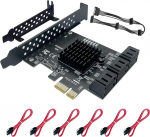 PCIE SATA-kaardile 6-Port 1X, PCIe SATA Gen 3 laienduskaardi kontroller 6 Gbps, SATA III kaart 6 kaabliga, 15-poolne SATA toitejuhe, Windows XP/7/8/10/Linuxi &uuml;hilduvusega