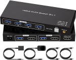 VPFET USB 3.0 KVM l&uuml;liti HDMI 2 PC 1 monitor 4K60Hz KVM l&uuml;litid 2 arvutile, mis jagavad 1 monitori seadmeid Toetab lauaarvuti kontrollerit Sisaldab adapterit ja 2 USB 3.0 kaablit.