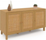 IDMarket - Vintage Style Sideboard 44" Hanae 3 Door Natural Effect