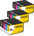Clorisun 1500XL Multipack &uuml;hildub Canon PGI-1500 XL PGI-1500XL tindikassettidega Canon Maxify MB2750 printerikassettidele MB2150 MB2050 MB2350 MB2300 MB2755 (12 tk, must, ts&uuml;aan, mustjas, magenta).
