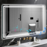 Vannitoa peegel LED-valgusega: 100 x 70 cm valgustatud seinale paigaldatav Bluetooth LED-vannitoa peegel koos habemeajamispesa, uduvastane, 3 v&auml;rvi, timmitav, m&auml;lufunktsioon, nutikas
