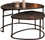 Couchtisch Set Suna Aluminium Eisen Schwarz 65 x 90 x 50 cm 50 x 86 x 45 cm, Masse:65 cm X 90 cm