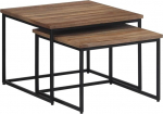Nesting Couchtisch Set 2er aus massivem Teakholz 55x55x40 cm & 48x48x35 cm, grau-schwarzer Metallrahmen, platzsparendes Design for Living Room, Schlafzimmer & B&uuml;ro