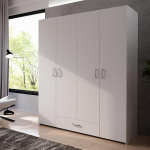 Forte ECONOBOX riidekapp 160 Modernne kapp 4 p&ouml;&ouml;rdukse ja 1 sahtliga, puukomposiit valge, 159,1 cm lai, 190,5 cm k&otilde;rge, 54,4 cm s&uuml;gavus