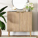 Vrullu Ribed Storage Cabinet, vabalt seisev Buffet Cabinet, puidust k&uuml;ljepaneel ja Buffet Storage, multifunktsionaalne akentne kapp elutuppa, esikusse, sissep&auml;&auml;su, s&ouml;&ouml;gituppa, magamistuppa, magamistuppa