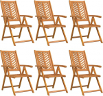 vidaXL Gartenstuhl 6 pcs Braun 57 x 72 x 109 cm Massivholz Akazie, Moderner Outdoor-Sessel, verstellbare R&uuml;ckenlehne, Robustes Gartenm&ouml;bel f&uuml;r Terrassen, chillige R&uuml;ckzugsorte