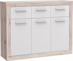 FORTE Baccio 3 ukse ja 3 sahtliga kapp, puit, liivtamm/valge, 117,90 x 34 x 91,50 cm