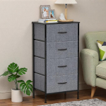 Kommode f&uuml;r Schlafzimmer, 4 Schubladen mit MDF-Oberseite, verstellbare F&uuml;&szlig;e, Kippsicherheit, Kommode mit 4 Schubladen f&uuml;r Schlafzimmer, Wohnzimmer, Hellgrau, 45 x 30 x 91 cm