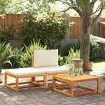 Gartentisch 65x65x29 cm aus Akazienholz im Latten-Design f&uuml;r Terrasse und Garten