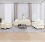 3-TLG. Sofagarnitur mit Kissen Hellgrau Samt, hellgraues Samtsofa 3-TLG. als bequemes Sofa-Set mit Polsterung, 3-teiliges Sofa in Hellgrau Samt, Sofagarnitur