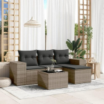 4-TLG. Garten-Sofagarnitur mit Kissen Schwarz Poly Rattan Outdoor Sofagarnitur Poly Rattan Gartenm&ouml;bel Set 4-TLG. Schwarz f&uuml;r Terrasse und Garten