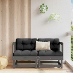 Modulares Gartensofa Kiefer als Robustes Garten-Ecksofa mit R&uuml;ckenlehne, Armlehnen und Latten-Design aus Massivholz Kiefernholz, 2 STK. Grau