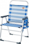AKTIVE Folding Fixed Beach Chair fikseeritud seljatoega, rannatoolid, m&otilde;&otilde;tmetega 48 x 50 x 88 cm, kandek&auml;epidemega, alumiiniumist ja fikseeritud tooliga, sinine ja valge, 100 kg, rannas.