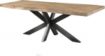MASSIVMOEBEL24.DE Freeform 5 Solid Wane, 180 x 90 cm, beež - lakitud, ehtsast puidust, mangopuust s&ouml;&ouml;gilaud - l&auml;ikiv raud, ehtsa servaga t&auml;ispuidust laud.
