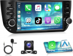1 DIN autoraadio Fiat Punto 2010-2016 Linea 2012-2015, Android 15 Stereo Radio Wireless IOS Carplay 2G+64G Android autoraadio toetab DAB+ GPS WiFi FM/RDS+ AHD tagantvaate kaamera, mikrofon