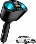 120 W autolaadija sigaretis&uuml;&uuml;taja jaotur, QC3.0 PD t&uuml;&uuml;p C + USB pordid LED voltmeetriga, 12 V/24 V auto mobiiltelefoni laadija, topelt pesa sigaretiaadapter mobiiltelefonile, kaamerale, tahvelarvutile