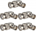 5tk BNC mees BNC naissoost nurgaadapter 90 kraadi RF koaksiaaladapter, mis &uuml;hildub turvakaamerate pikenduskaabliga CCTV 2G 3G 6G HD SDI video saatja pikenduskaabel Switcher
