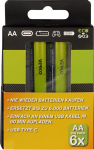 VERICO LoopEnergy AA 2550 laetav USB-C aku AA 1,5 V 2550 mWh (1700 mAh) Li-Ion, 6 tk, kiirlaadimine USB-C &uuml;henduse kaudu umbes 2 tunniga, 3 x 2 Pack AA, 3 kaablit USB-A kuni 2 x USB-C.