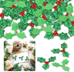J&otilde;ulud Holly ja Berry Christmas Embellishments, 100 tk Mini Craft Sequins j&otilde;ulup&auml;rg, DIY k&auml;sit&ouml;&ouml; j&otilde;ulukaartide kaunistamiseks j&otilde;ulukaartidele, kingitusm&auml;rgistele.