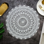 Tischsets 2Er Set Rund, Hohle geometrische Linien Platzsets f&uuml;r k&uuml;che Speisetisch Hotel, Platz-Matten, Silber, 38cm