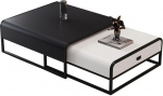 Modernes Couchtisch-Set aus Leder mit Schubladen, einziehbares Design, platzsparend, hohe Tragf&auml;higkeit, ideal f&uuml;r Wohnzimmer und B&uuml;ro