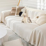 Wasserdicht Sofa &Uuml;berwurfdecke Sofa&uuml;berzug Gro&szlig; 1 2 3 4 Sitzer Chenille Sofa-Schonbezug Sofadecke Vielseitig Einsetzbar Sofa-&Uuml;berwurfdecke F&uuml;r Alle Jahreszeiten,Beige,180 * 380cm/71 * 150in