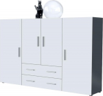 Vladon Nora Highboard Sideboard 2 sahtli ja 4 uksega, mille taga on kokku 8 kambrikohta, antratsiitmatt/mattvalge (166,5 x 106,5 x 35 cm)