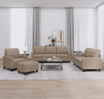 ZEYUAN 3201347 4-osaline diivanikomplekt koos padjaga Cappuccino Brown Faux Leather diivan koos l&otilde;&otilde;gastumisfunktsiooniga Diivanikomplekt Elutoa diivan Diivanikomplekt