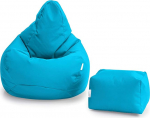 Loft 25 Bean Bag koos jalahoobiga - Gaming Bean Bag t&auml;idisega, mugav Bean Bag, vetth&uuml;lgav Bean Bag t&auml;iskasvanud k&otilde;rge seljaga, Bean Bag tool (Aqua, Bean Bag + jalahoob)