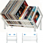 Vin&uuml;&uuml;lplaatide hoidmine metallist vin&uuml;&uuml;lhoidja, pikendatav 80-100 LP-le, plaadiriiul CD-stend, plaadistend, ajakirja hoidja CD-le, albumitele, ajakirjadele (valge)