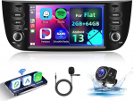 Hodozzy 2GB + 64GB Android Autoraido 2 DIN jaoks Fiat Punto 10-16/Linea 12-15 traadita Carplay Android auto, raadio 6,2-tolline puuteekraan koos GPS Bluetooth WiFi EQ FM/RDS Canbus + tagurduskaameraga