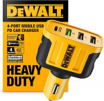 DEWALT USB C autolaadija, 60W 4-portiline kiirlaadija adapter, Pd Type C autolaadija, mis &uuml;hildub iPhone 16/15/Samsungiga, USB-sigaretis&uuml;&uuml;taja laadija.