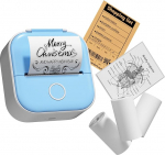 T02 Mini Printer, Bluetooth Pocket Printer with 3 Paper Rolls, Portable Sticker Printer, Inkless Thermal Printer, Portable Label Printer, Sticker Printer for Notes, Memos, Magazines, DIY