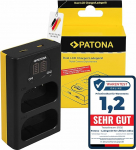 PATONA Dual LCD-laadija USB-C (5 V / 2,1 A) Panasonic DMW-BLJ31 akudele, mis &uuml;hildub Panasonic Lumix DC-S1, DC-S1R, DC-S1H mudelitega.