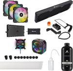 Corsair Hydro X seeria iCUE XH303i RGB PRO Custom Cooling Kit (Hardline CPU jahutuskontuur, CPU vesijahuti, kompaktne pumba paisupaagi kombinatsioon, radiaator, 3 RGB ventilaatorit) Mustanahaline
